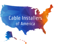 Blue and orange map with Cable Installers of America