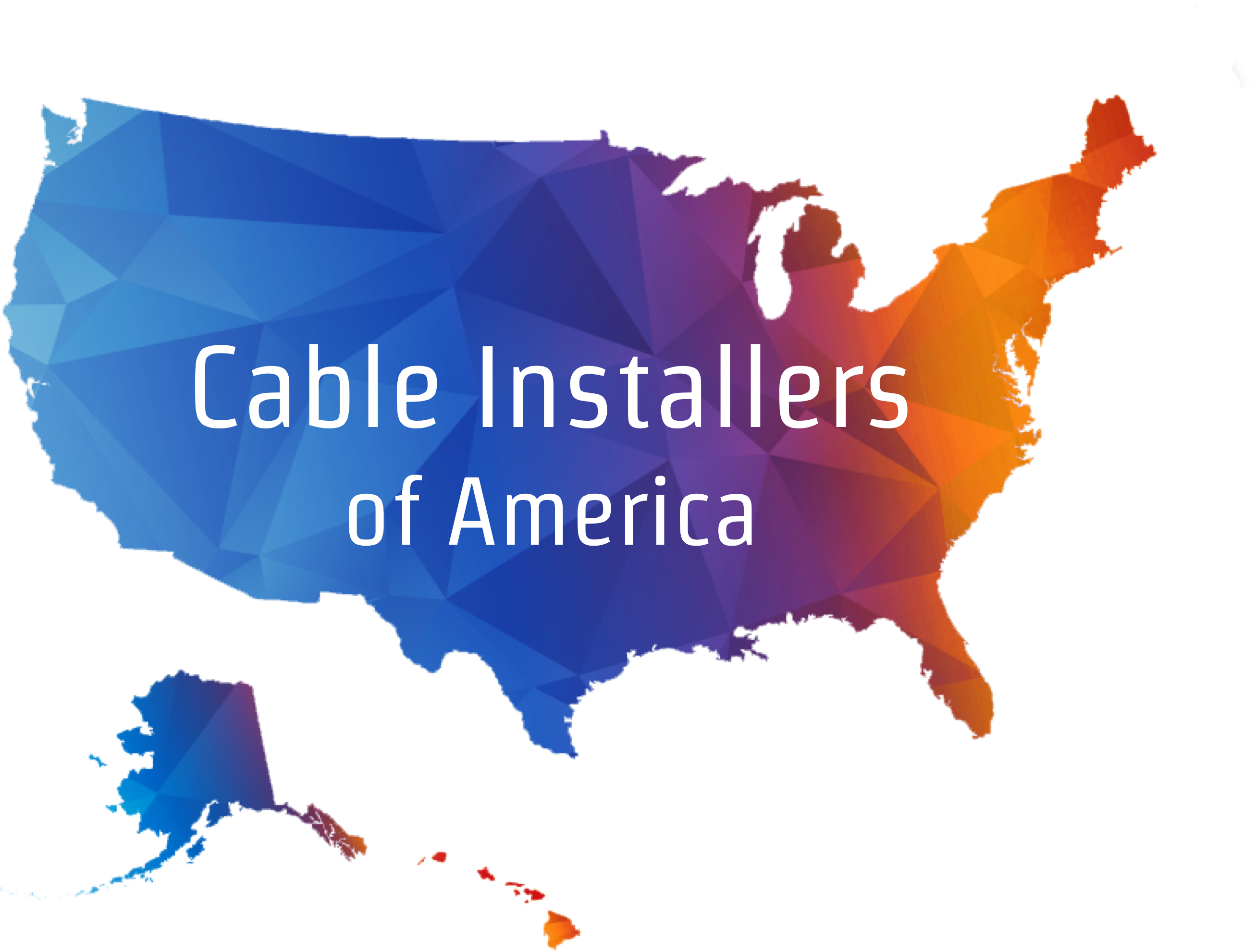 Blue and orange map with Cable Installers of America